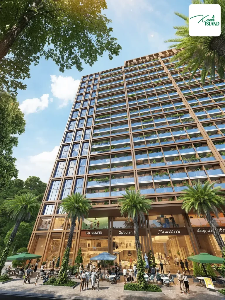 phoi canh shophouse khoi de xanh island cat ba