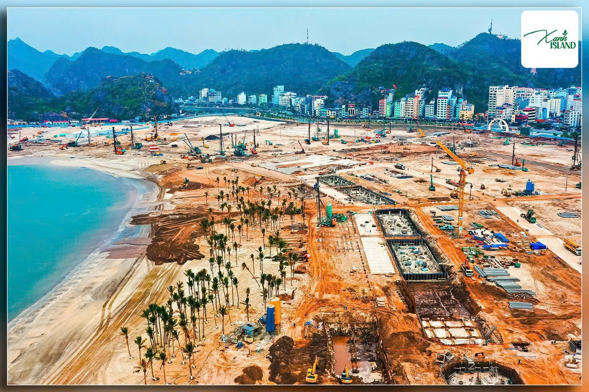 hinh anh du an xanh island cat ba dang xay nen mong